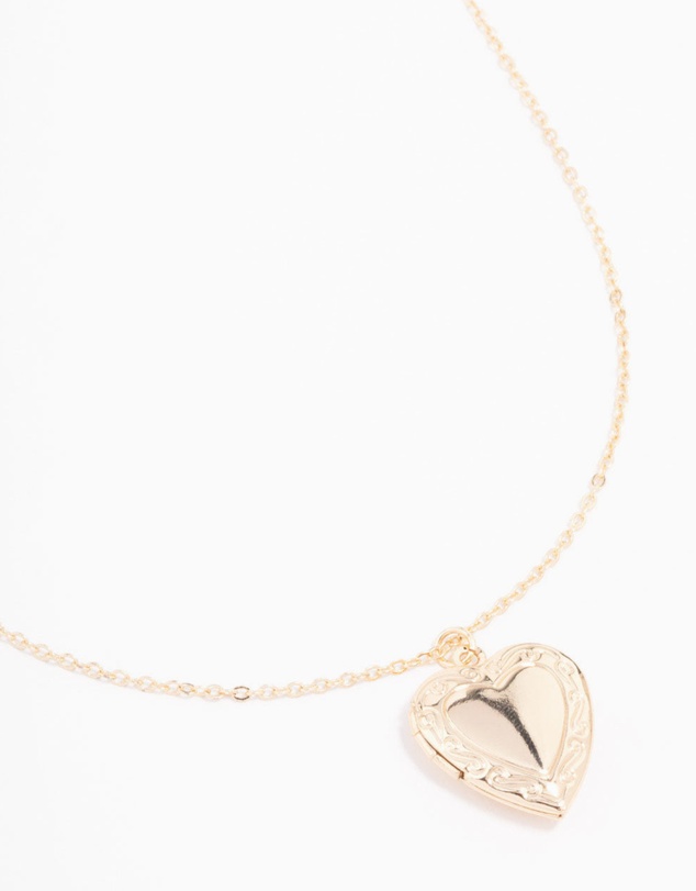 Lovisa - Gold Plated Detailed Heart Locket Necklace
