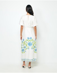 Revibe - Repaired AERE Elladia Puff Sleeve Midi Dress - AU 16