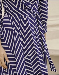 Sosandar - Geometric Stripe Print Wrap Dress