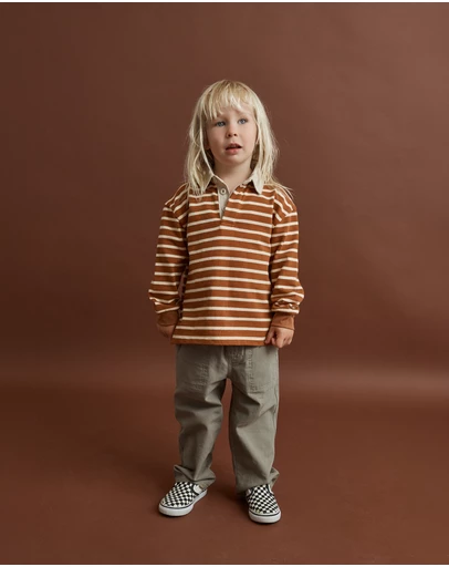 Rhythm - Stripe LS Rugby Polo - Kids