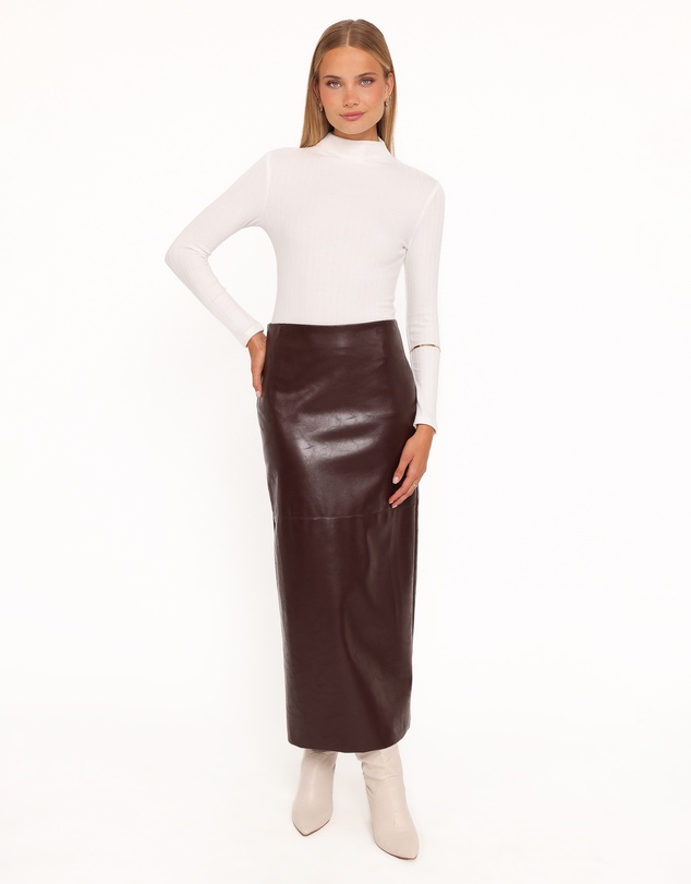 Petal & Pup - Koda Faux Leather Column Skirt - Burgundy