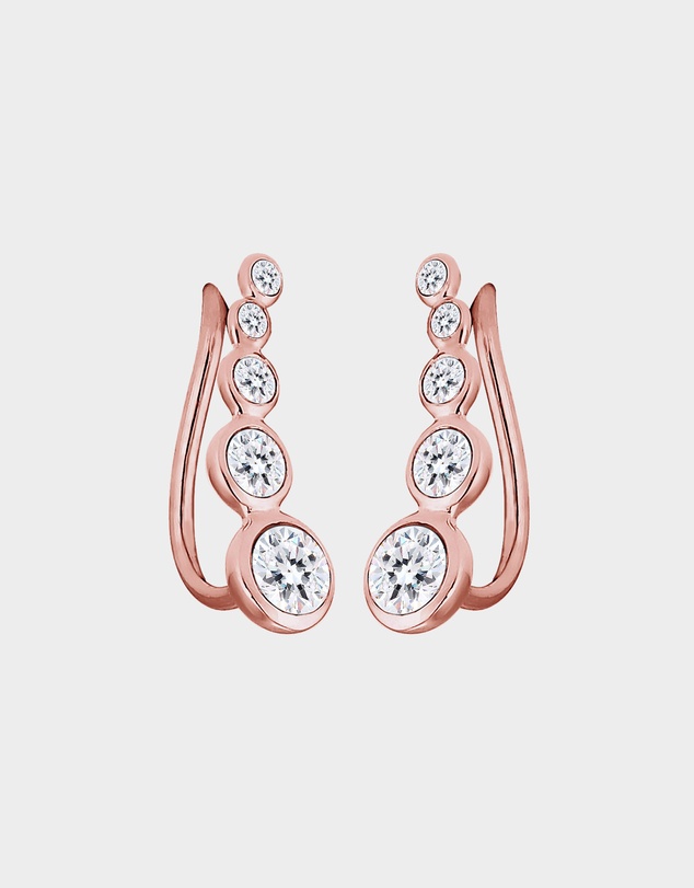 Elli Jewelry - Crystal Stud Earrings in Rose Gold-Plated 925 Silver
