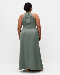 City Chic - Plus size Celina Halter Maxi Dress - sage