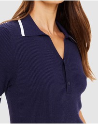 The Upside - Plume Knit Collared Dress