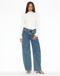 Dazie - Tessie Open Back Turtleneck Knit Top