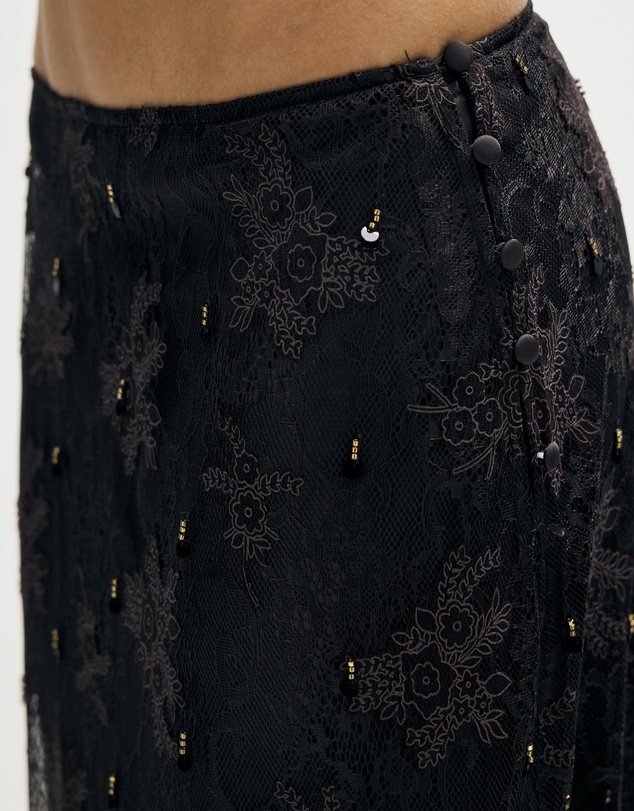 Minima Esenciales - Ninon Beaded Lace Maxi Skirt