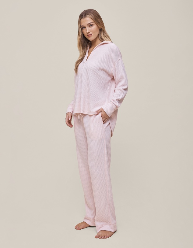 Papinelle - Super Soft Waffle Open Collared Long Sleeve Top and Pant