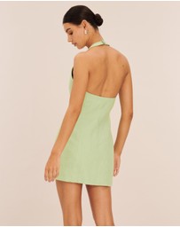 AERE - Tailored Linen Mini Halter Dress