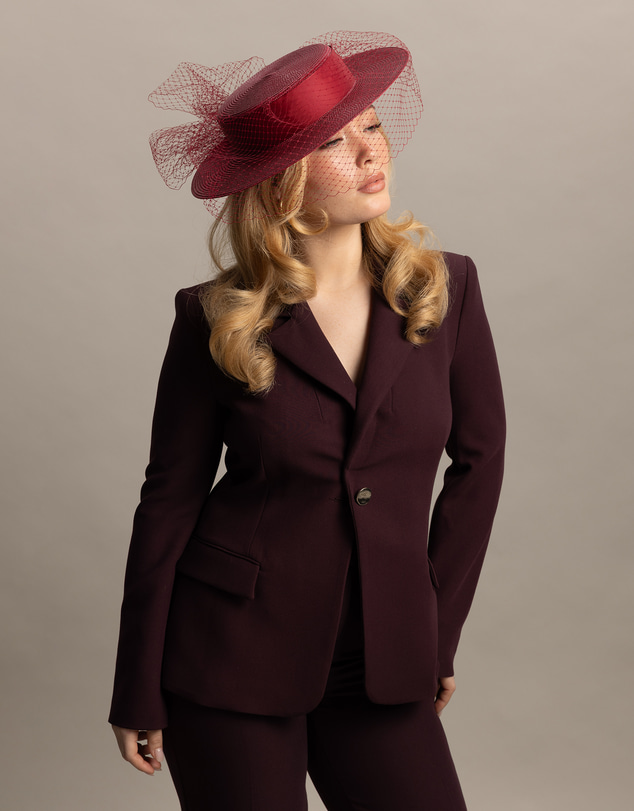 Morgan & Taylor - Danika Racewear Boater in Burgundy Red