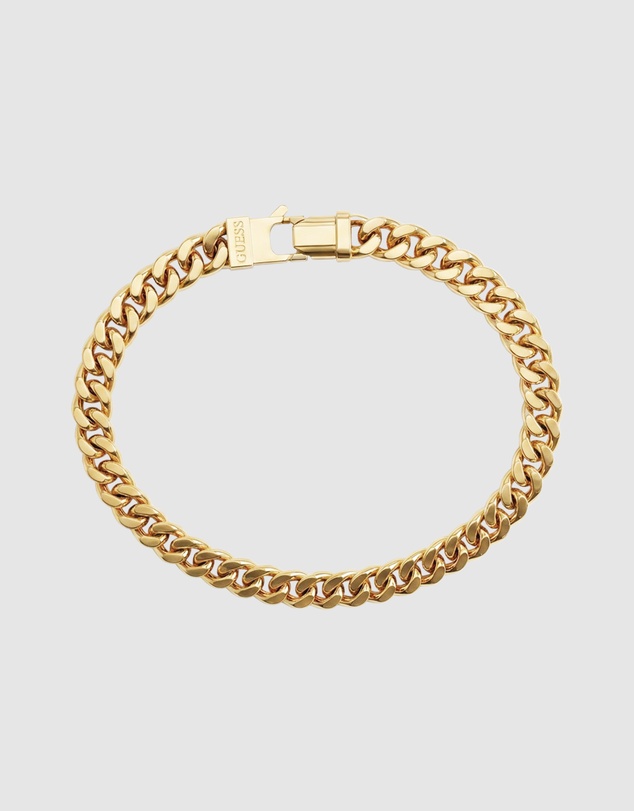 GUESS - GUESS Mens Gold-Tone 8mm Curb Chain Bracelet