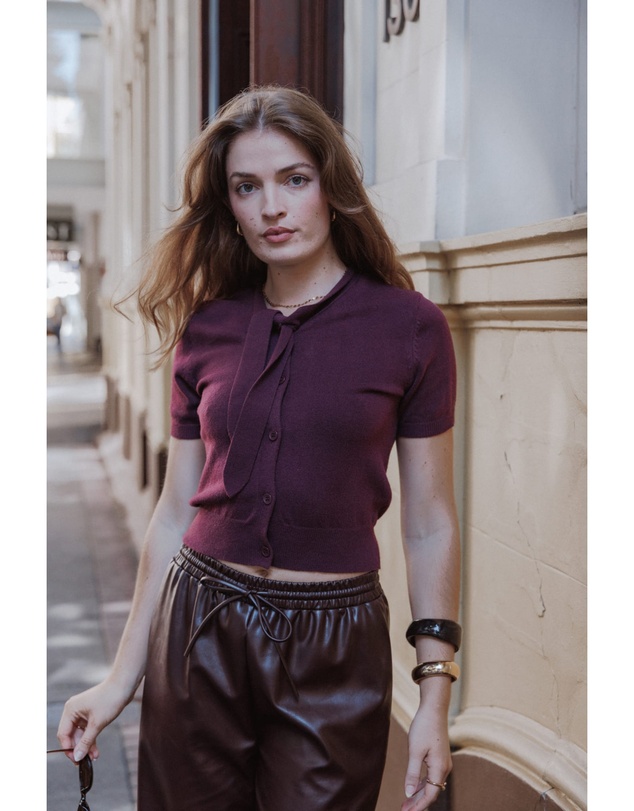 Petal & Pup - Ezra Scarf Knit Top - Burgundy