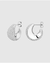 Rosefield - Pavé Half Moon Silver-Tone Hoop Earrings