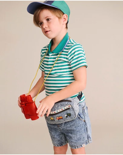Huxbaby - Green Stripe Polo - Babies-Kids