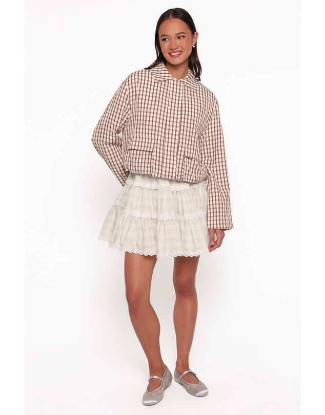 Petal & Pup - Julie Bubble Hem Jacket - Brown Gingham