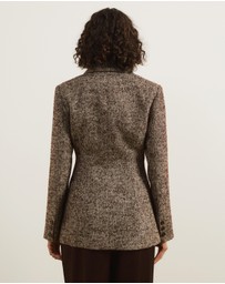 Atmos&Here - Beth Cinched Waist Tweed Blazer