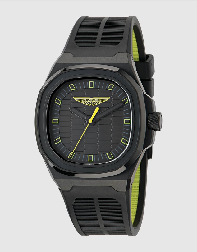 Aston Martin - GPQ Black Stainless Steel Black Silicone Watch