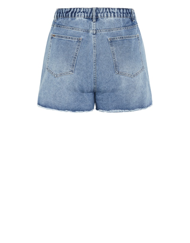 City Chic - Plus size Hannah Rip Denim Short - mid wash