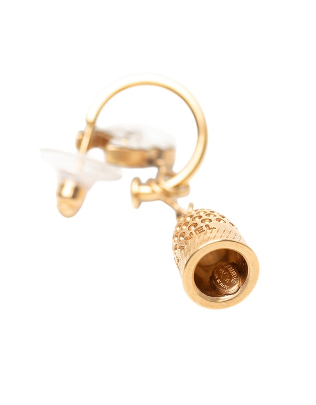 Pre-Loved by Azura Reborn - Pre-Loved Gold Plated Enamel CC Bell Drop Push Back Earrings