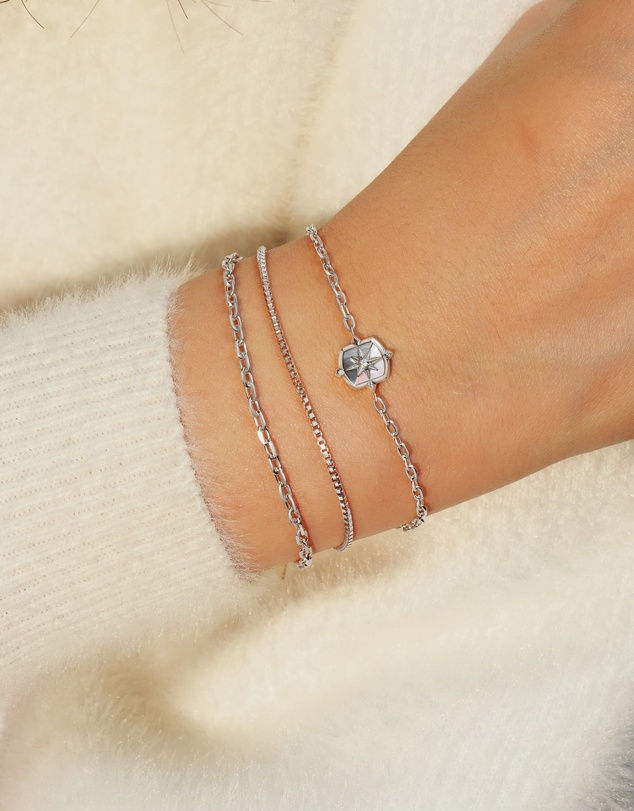 Ania Haie - Ania Haie Silver Colour-Block Mother of Pearl Star Bracelet