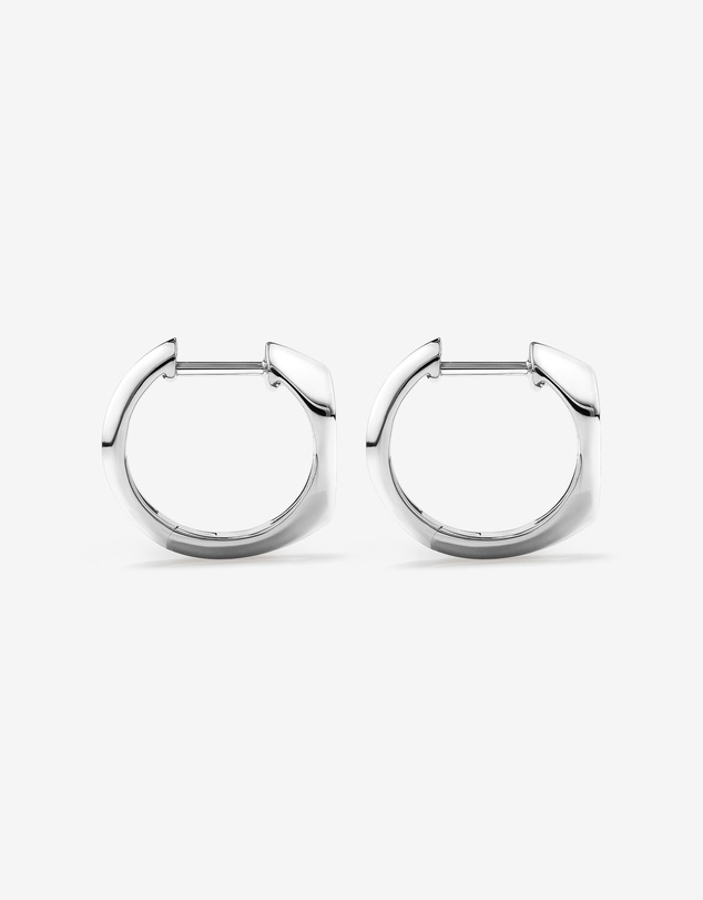 Michael Hill - Diamond Star Accent Signet Huggie Hoop Earrings in Sterling Silver