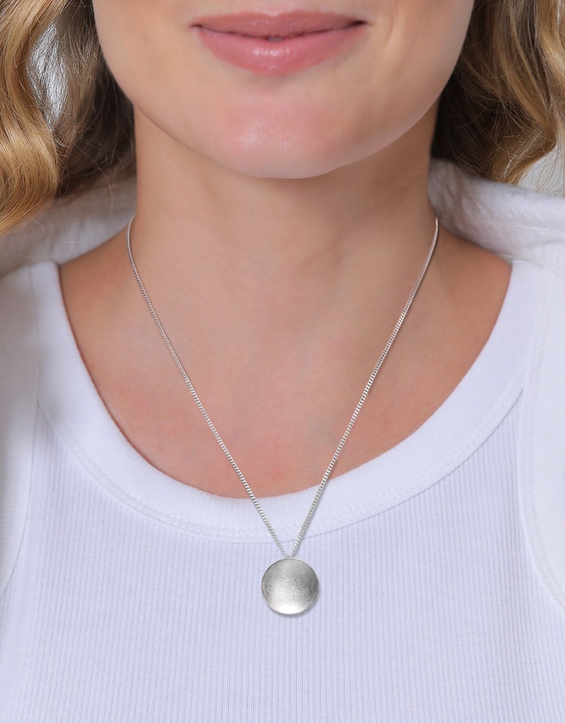 Elli Jewelry - Necklace with Pendant Circle Brushed 925 Sterling Silver