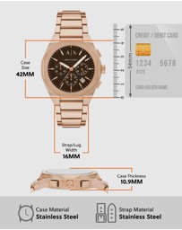 Armani Exchange - Rose Gold Analogue-Chronograph Watch