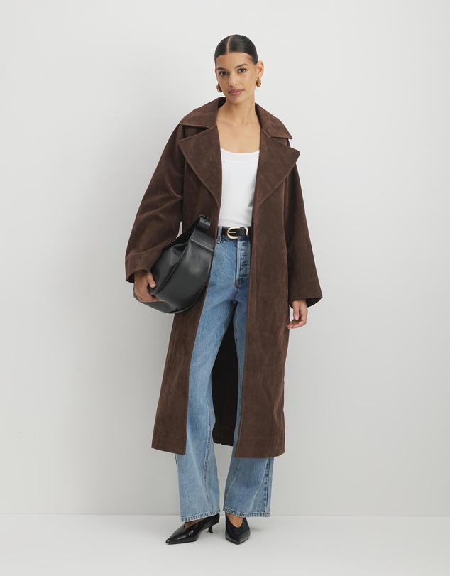 AERE - Anders Suede Look Oversized Coat