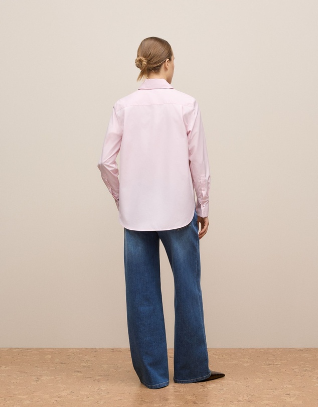 Trenery - Cotton Poplin Long Sleeve Shirt in Light Blush