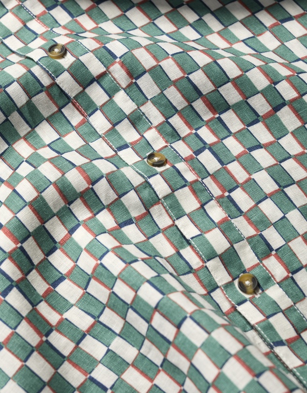 Seasalt - Seasalt Cornwall Green Blue Heron Short Sleeve Shirt