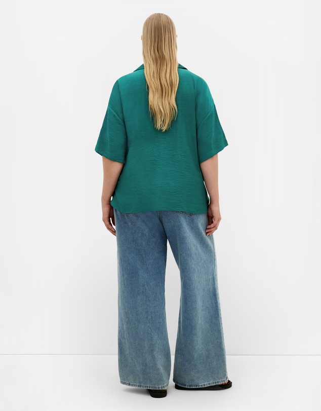 City Chic - Plus size Rosie Short Sleeve Shirt - jade