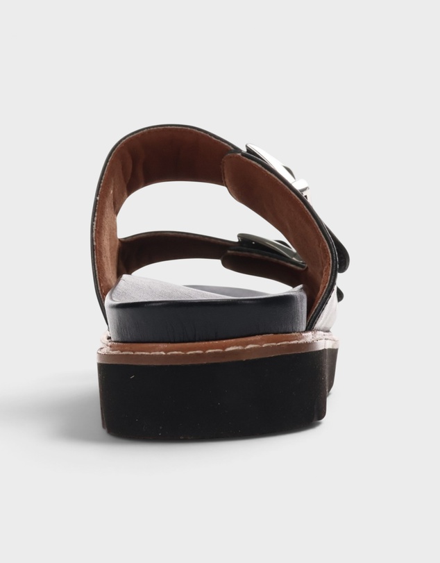 Mia Vita - Daisy Leather Slide - Black