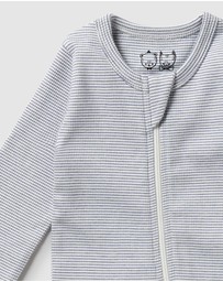Wilson & Frenchy - Organic Stripe Rib Zipsuit with Feet - Babies