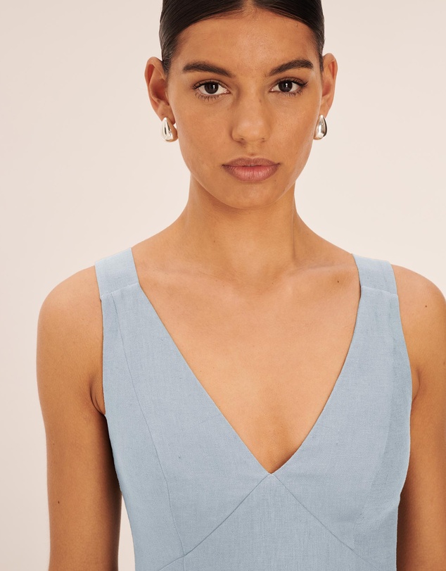 AERE - Nora Buckle Detail Linen Slip Dress