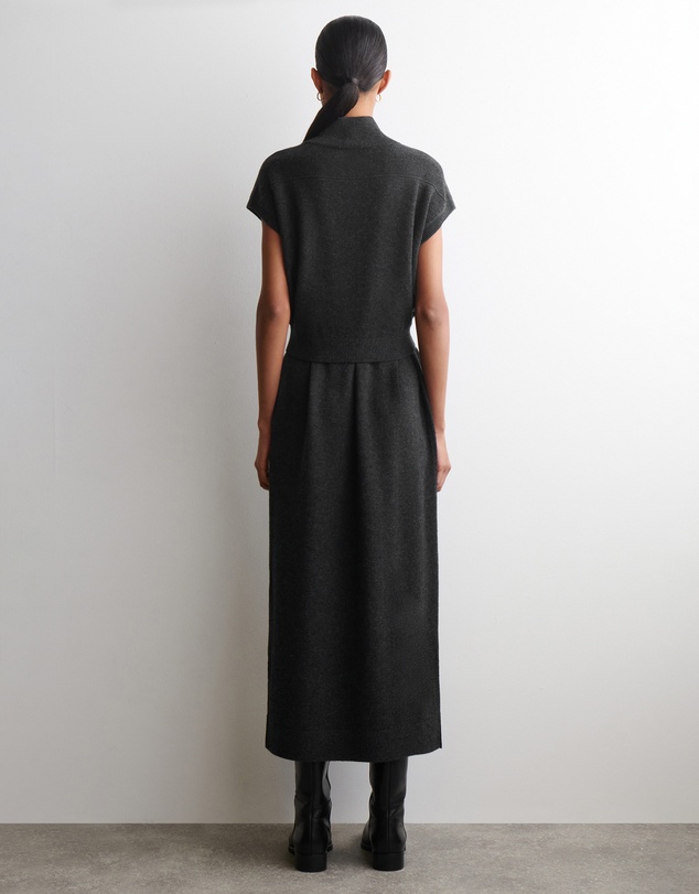 COS - Belt-Detail Merino Wool Funnel Dress