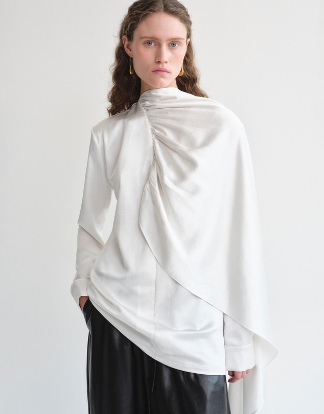 Source Unknown - Koa Scarf Satin Blouse