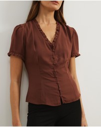 Atmos&Here - Meadow V-Neck Ruffle Blouse