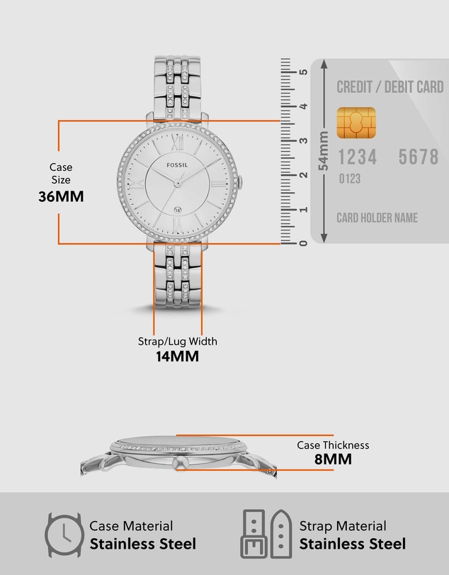 Fossil - Jacqueline Silver-Tone Analogue Watch