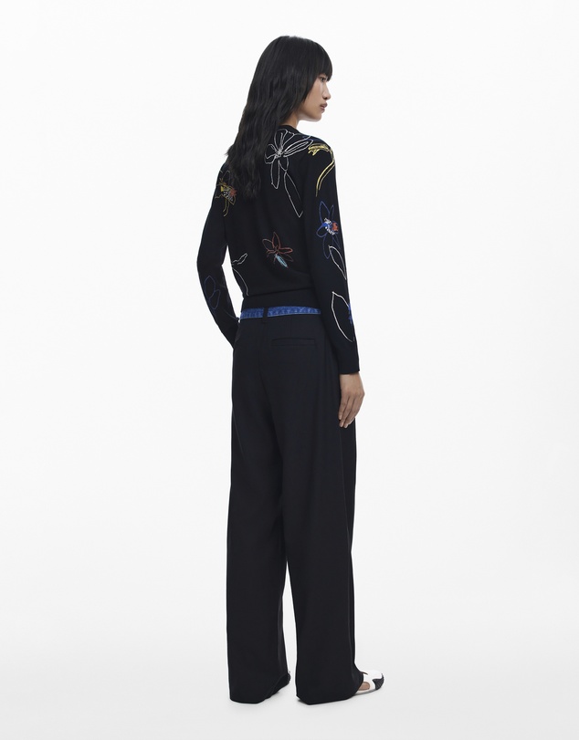 Desigual - Fine sweater with floral strokes