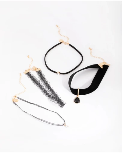 Lovisa - Gold Lace & Teardrop Choker 4-Pack