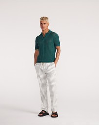 Calibre - Self Stripe Mesh Knit Polo Jade
