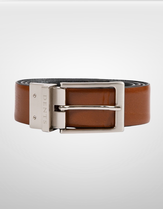 DENTS - Heritage Reversible Full Grain Leather Belt with Satin Nickel Buckle
