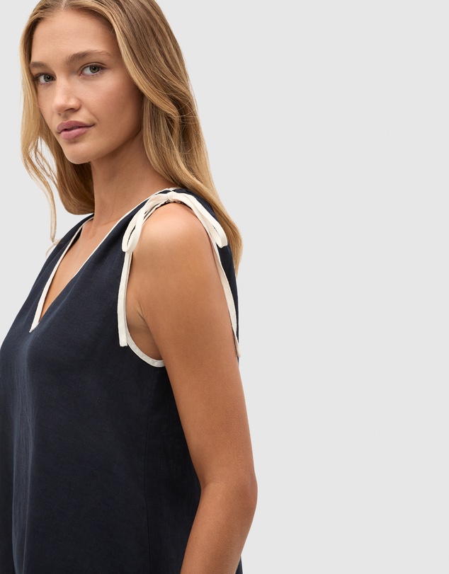 Seed Heritage - Linen Contrast Piping Mini Dress