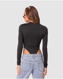EDIKTED - High Leg Long Sleeve Bodysuit