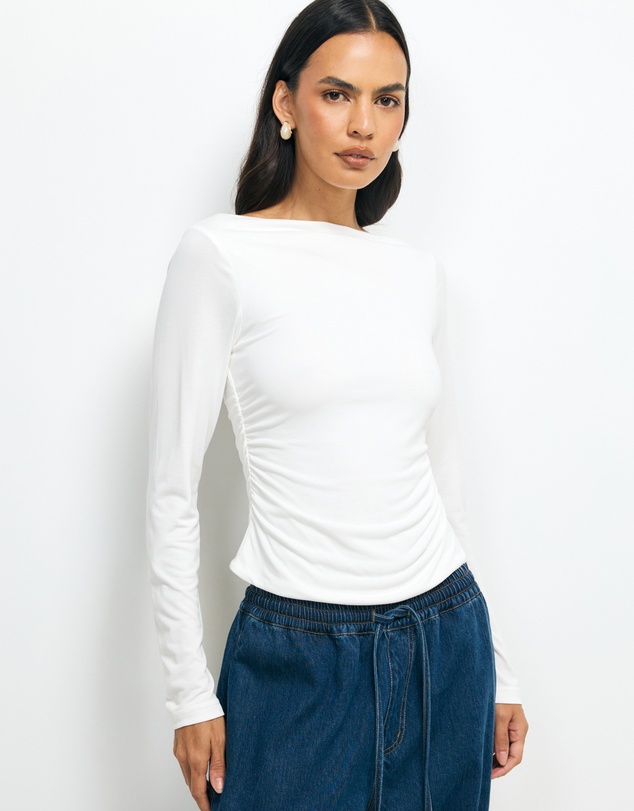 AERE - Cupro Boat Neck Top