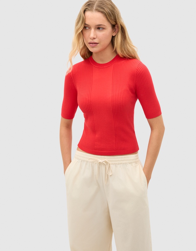 Seed Heritage - Cotton Blend Rib Knit Top