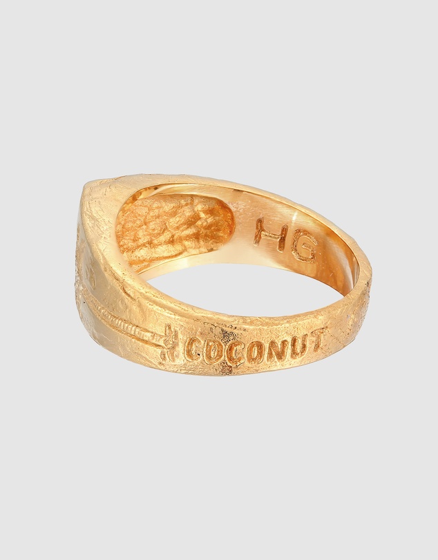 Haze & Glory - ICONIC EXCLUSIVE - Ring Men Signet Coconut Society 925 Sterling Silver Gold Plated