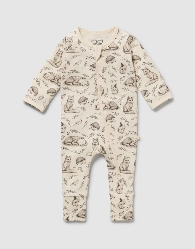 Wilson & Frenchy - Foxglove Forest Organic Zipsuit With Feet - Babies