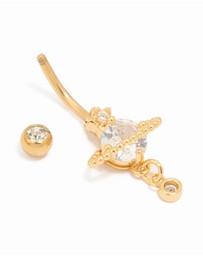 Lovisa - Gold Plated Titanium Cubic Zirconia Planet Belly Bar
