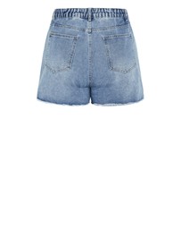 City Chic - Plus size Hannah Rip Denim Short - mid wash