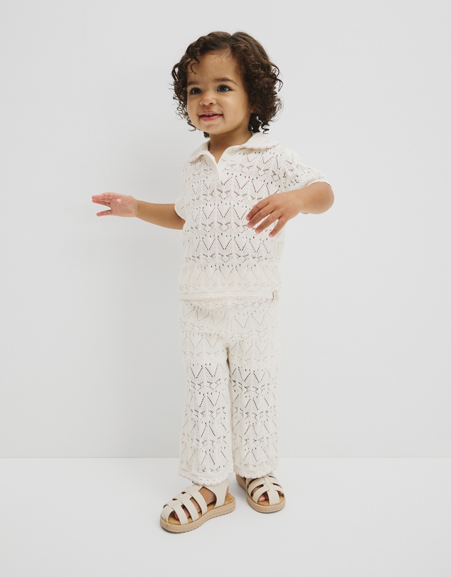 Country Road - Australian Cotton Short Sleeve Collar Knit Top